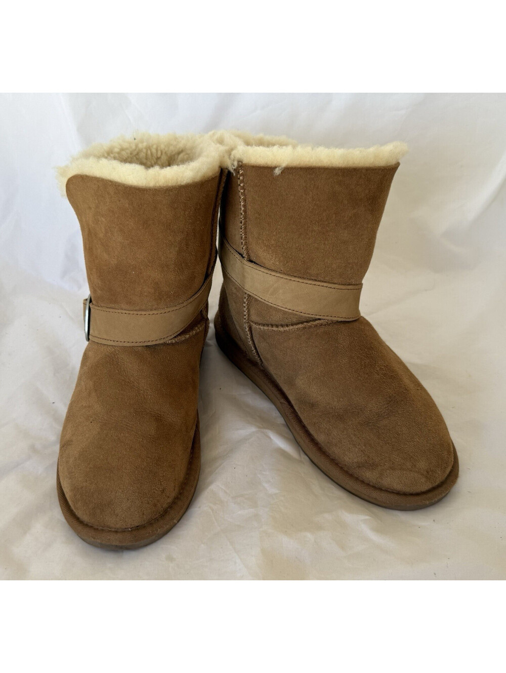 Emu Australia Northerly Lo Boots Size 8 Chestnut Sheepskin Shearling Buckle
